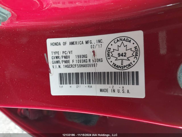 1HGCR2F56HA806997 Honda ACCORD SEDAN