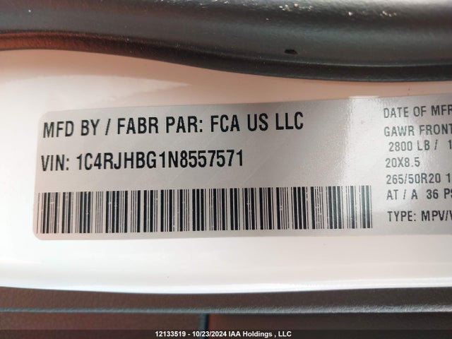 1C4RJHBG1N8557571 Jeep Grand Cherokee