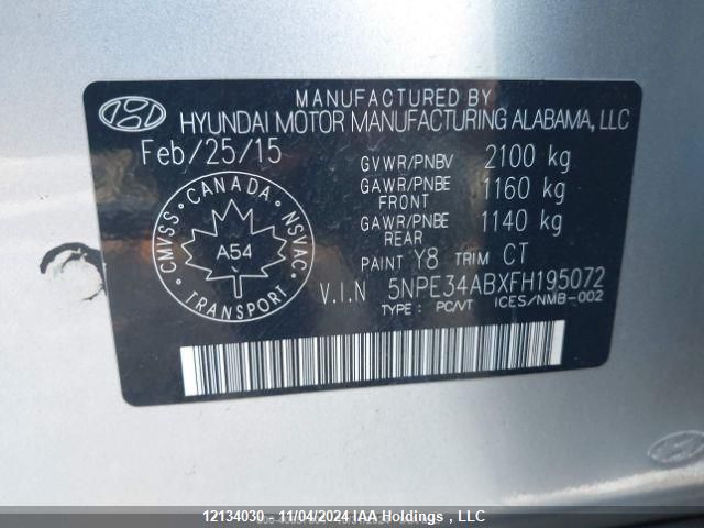5NPE34ABXFH195072 Hyundai Sonata Sport/limited