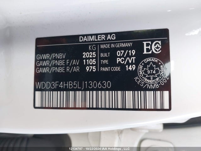 WDD3F4HB5LJ130630 Mercedes-Benz A-Class