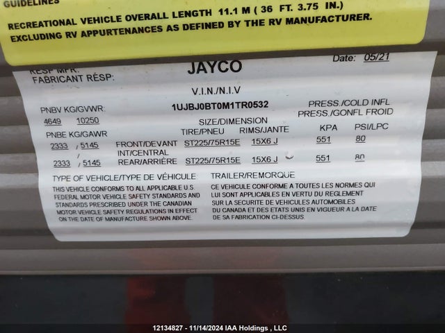 1UJBJ0BT0M1TR0532 Jayco Jayco