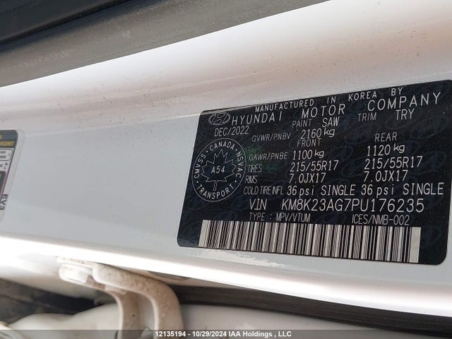 KM8K23AG7PU176235 Hyundai 2023