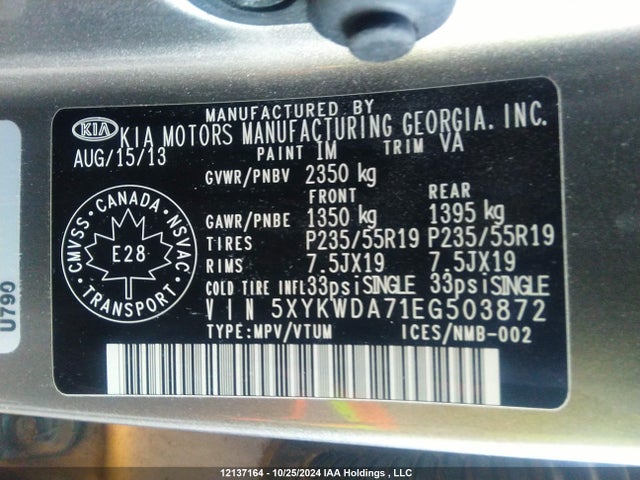 KIA gasoline 3.3 v6 gdi lambda ii 2014 5XYKWDA71EG503872 Image 9