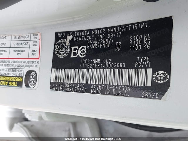 4T1B21HK4JU003083 Toyota Camry Hybrid/le/xle/se