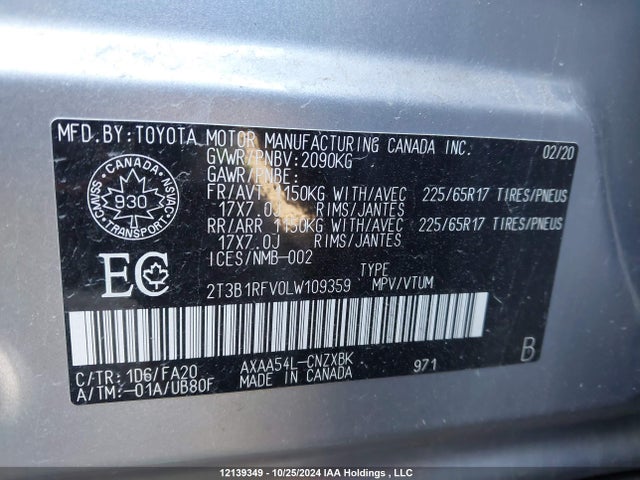 2T3B1RFV0LW109359 Toyota RAV4 LE