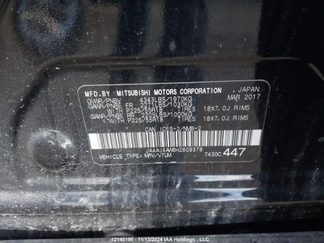 JA4AJ4AW6HZ609378 Mitsubishi 2.4 dohc mivec