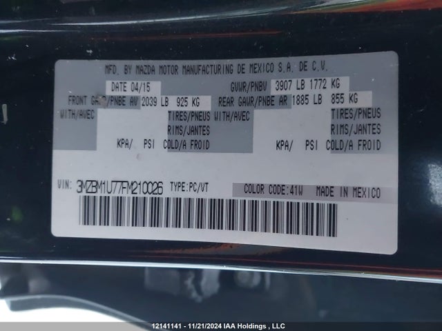 3MZBM1U77FM210026 Mazda pe