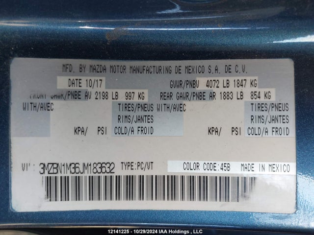 3MZBN1M36JM183632 Mazda py