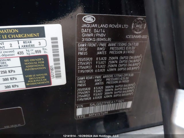 SALGS2TF6EA171821 Land Rover Range Rover