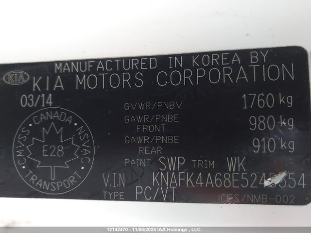 KIA 2014 2014 KNAFK4A68E5245554 Image 9