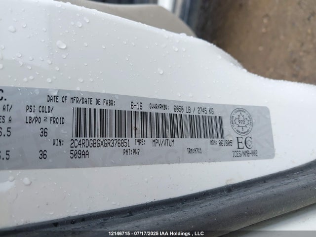 2C4RDGBGXGR376851 Dodge 2016