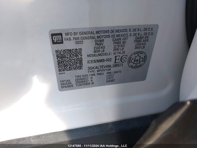 3GKALTEV4NL188571 GMC Terrain Sle