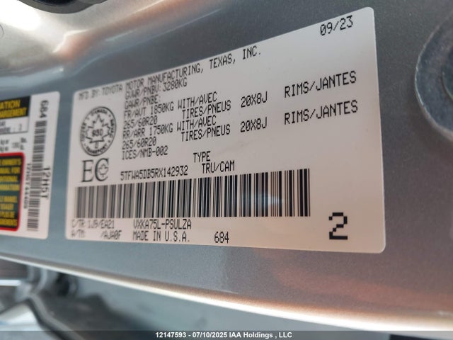 5TFWA5DB5RX142932 Toyota Tundra