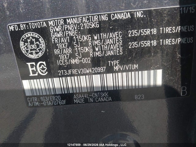 Toyota RAV4 SE 2016 2T3JFREV3GW420997 Image 9