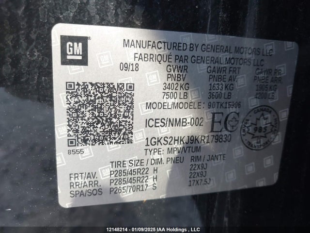 1GKS2HKJ9KR179830 GMC YUKON XL