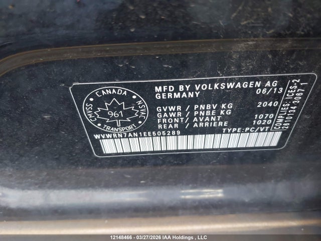 WVWRN7AN1EE505289 Volkswagen CC