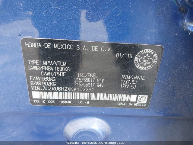 3CZRU6H2XKM102291 Honda HR-V