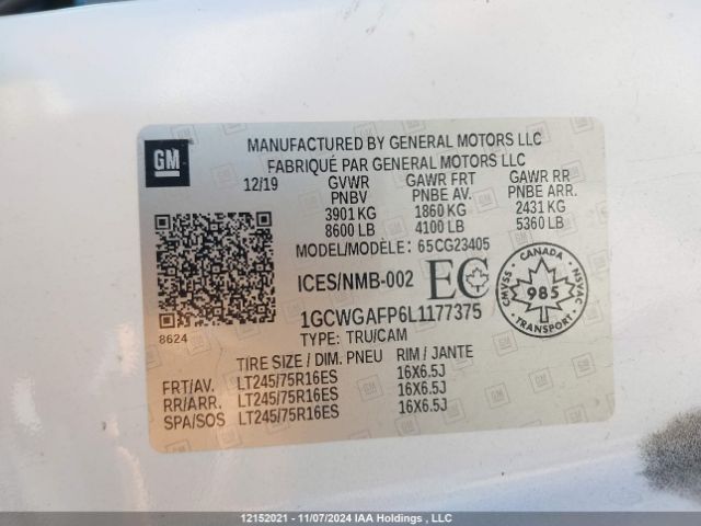 1GCWGAFP6L1177375 Chevrolet lv1 - sidi, vvt, e85 max, iron