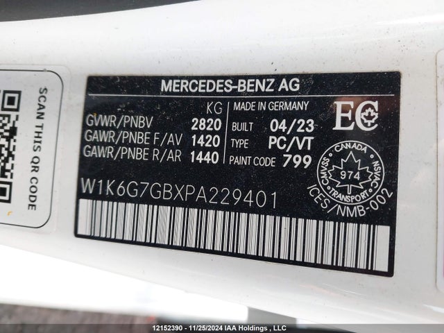W1K6G7GBXPA229401 Mercedes-Benz S 580 4matic