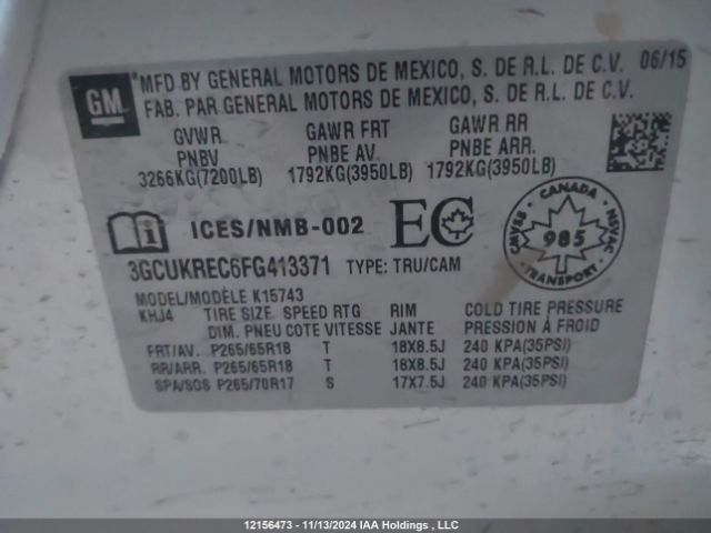 3GCUKREC6FG413371 Chevrolet l83 - vvt, active fuel management, aluminum