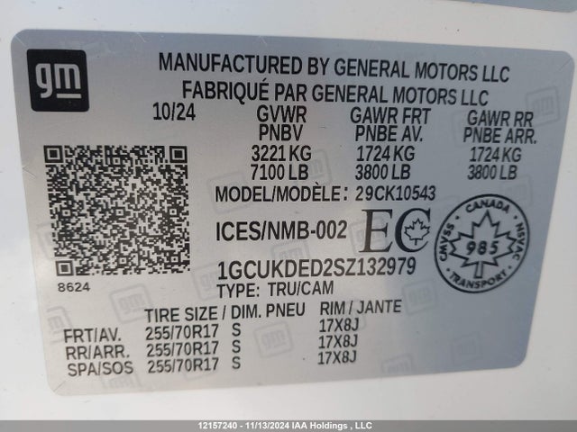1GCUKDED2SZ132979 Chevrolet Silverado K1500 Lt