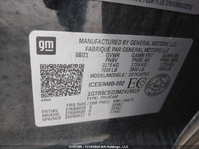1GTR9CED3MZ416619 GMC SIERRA 1500