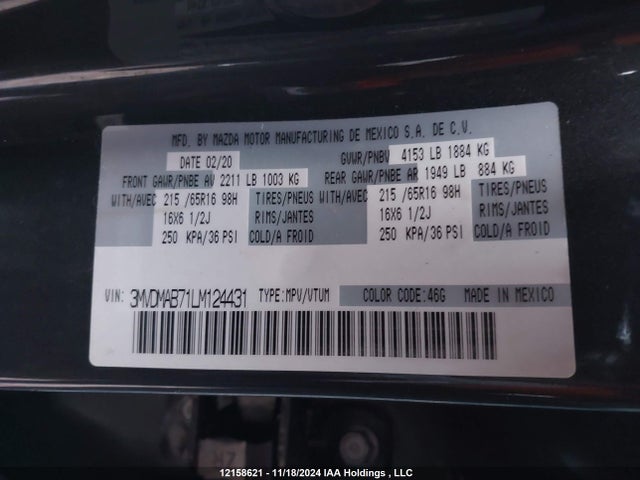 Mazda pe 2020 3MVDMAB71LM124431 Image 9