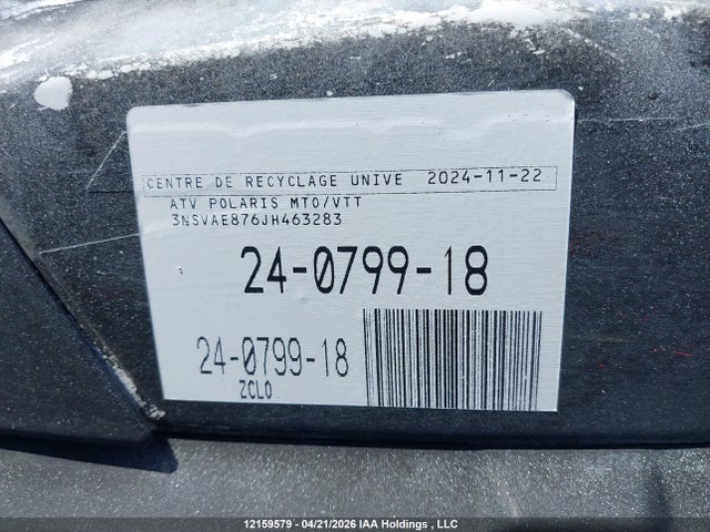 12159579 :رقم المزاد ، 3NSVAE876JH463283 vin ، 2018 Polaris Rzr 900 Eps مزاد بيع