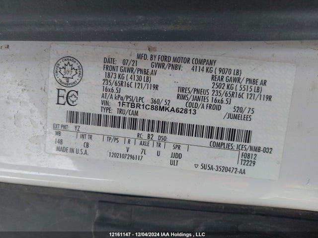 1FTBR1C88MKA62813 Ford Transit T-250