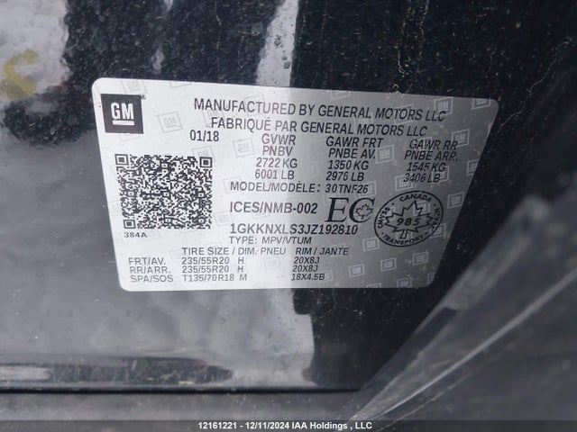 1GKKNXLS3JZ192810 GMC lgx - direct injection, variable valve timing, alum, gen 2