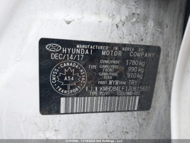KMHD84LF1JU615681 Hyundai Elantra Sel/value/limited