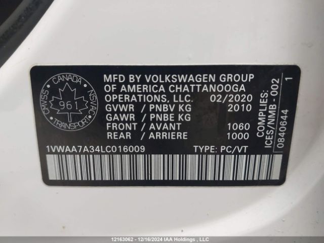 1VWAA7A34LC016009 Volkswagen PASSAT S