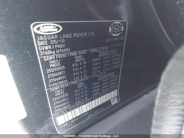 SALGS2RE1KA561221 Land Rover aj133 s/c