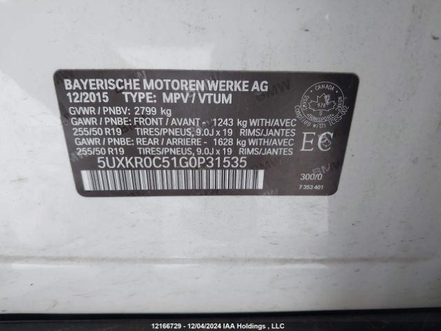 5UXKR0C51G0P31535 BMW X5