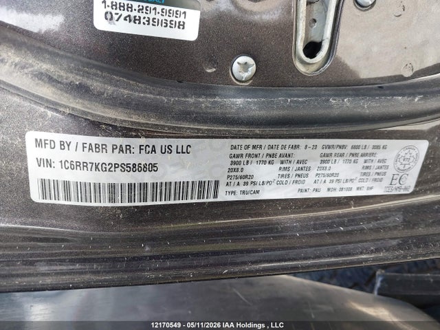 12170549 :رقم المزاد ، 1C6RR7KG2PS586805 vin ، 2023 Ram 1500 Classic Tradesman مزاد بيع