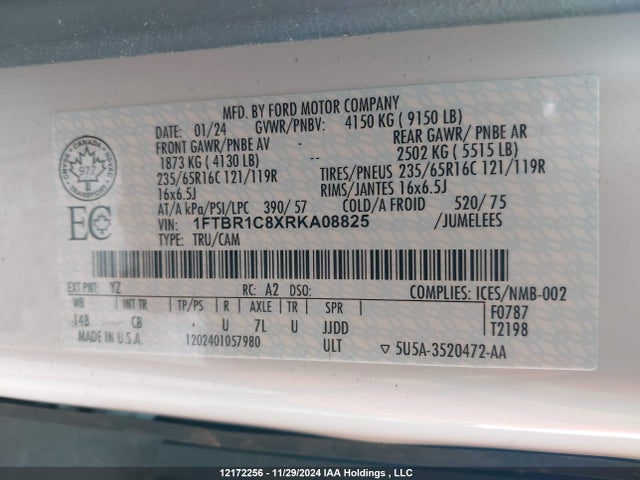 1FTBR1C8XRKA08825 Ford Transit T-250