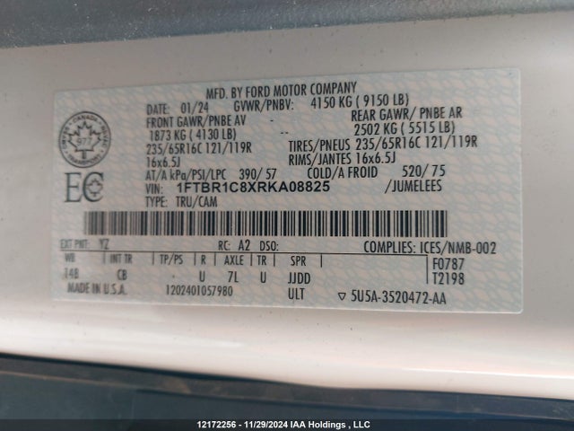 1FTBR1C8XRKA08825 Ford Transit T-250