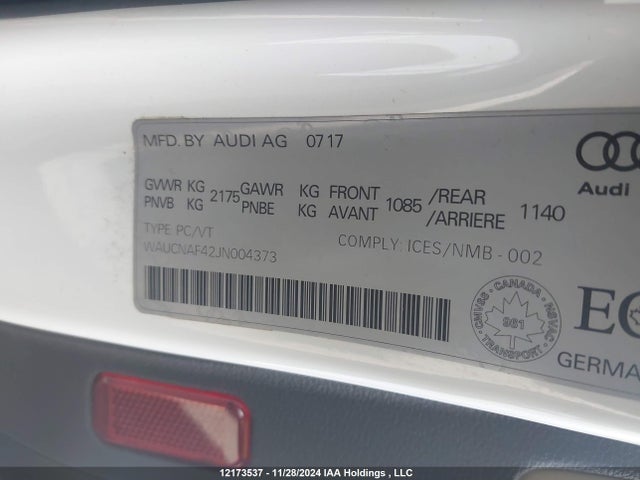 WAUCNAF42JN004373 Audi 2018