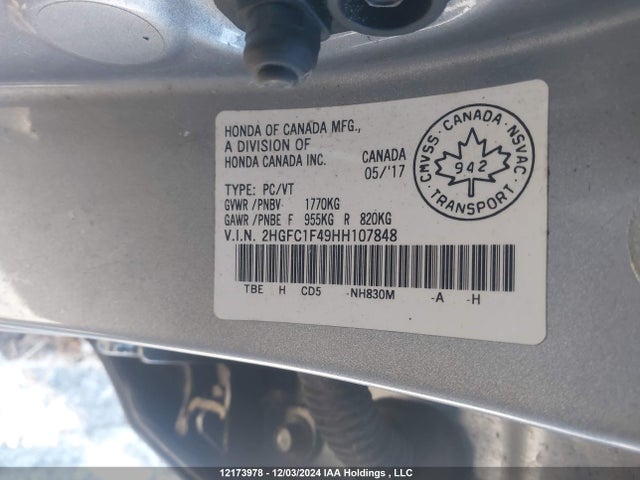Aukcja sprzedaży 2017 Honda Civic Sedan, vin: 2HGFC1F49HH107848, numer aukcji: 12173978