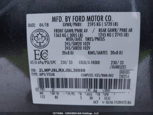 2LMPJ8LRXJBL39899 Lincoln 3.7l tivct (twin independent variable camshaft timing)