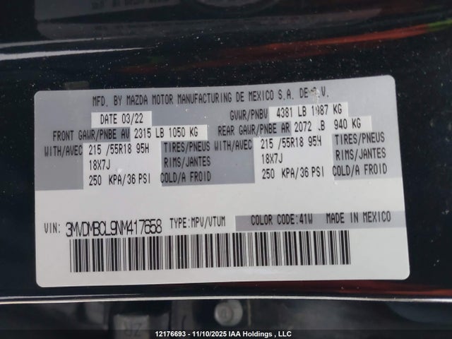3MVDMBCL9NM417658 Mazda CX-30