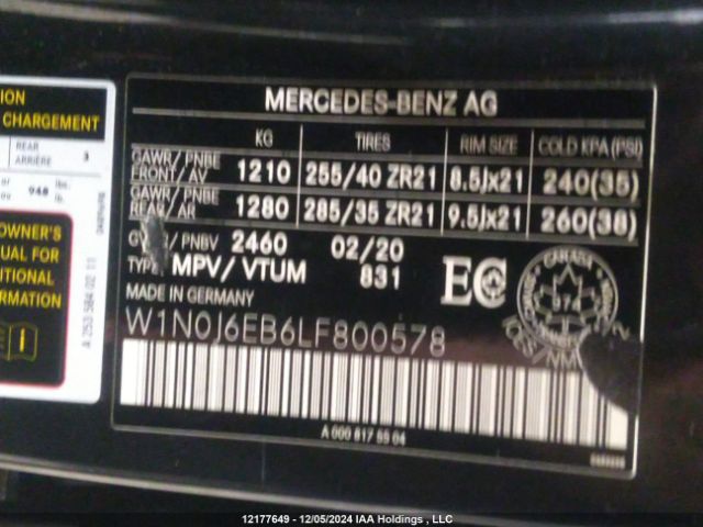 W1N0J6EB6LF800578 Mercedes-Benz m276