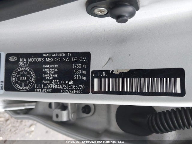 3KPFK4A72JE163720 KIA mpi nu