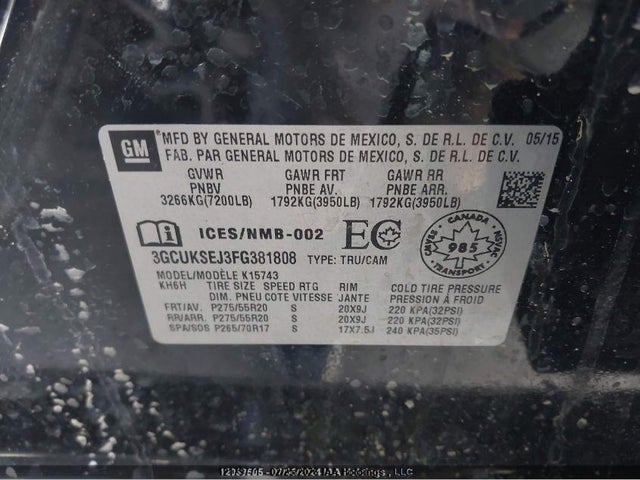 3GCUKSEJ3FG381808 Chevrolet Silverado 1500
