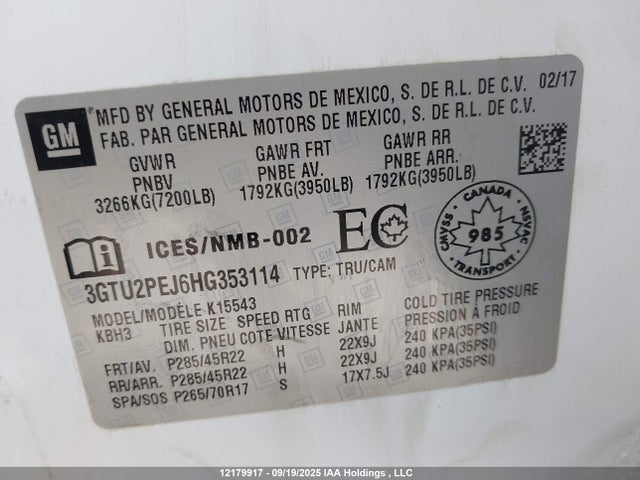 3GTU2PEJ6HG353114 GMC l86 - sidi: spark ignited direct injection, vvt: variable valve timing, afm, e85 max, alum