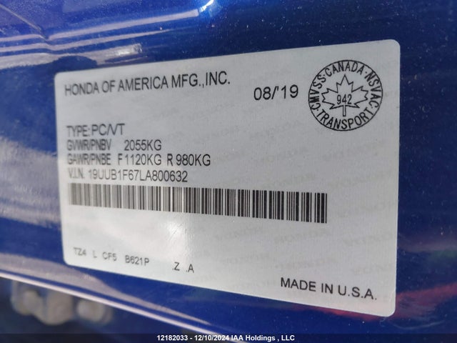19UUB1F67LA800632 Acura k24w7