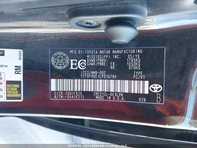 Toyota 2zr-fae 2020 5YFBPRBE1LP016784 Image 9