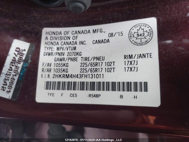 2HKRM4H43FH131011 Honda CR-V SE