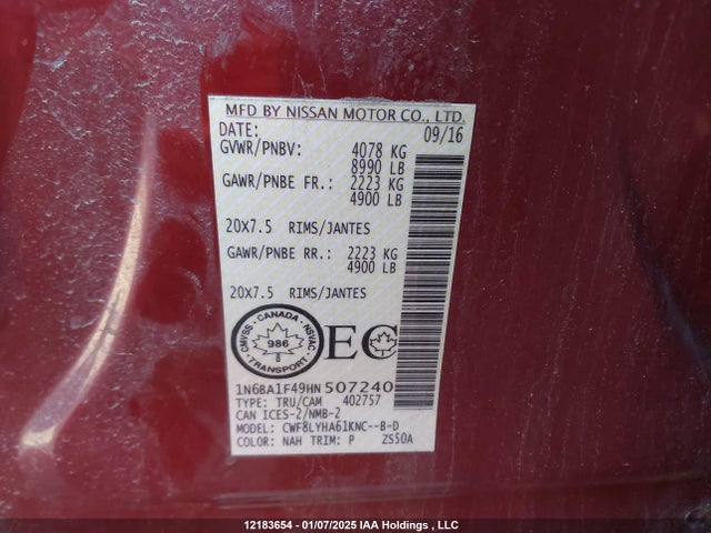 1N6BA1F49HN507240 Nissan Titan