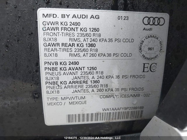 WA1AAAFY9P2099169 Audi 40 tfsi